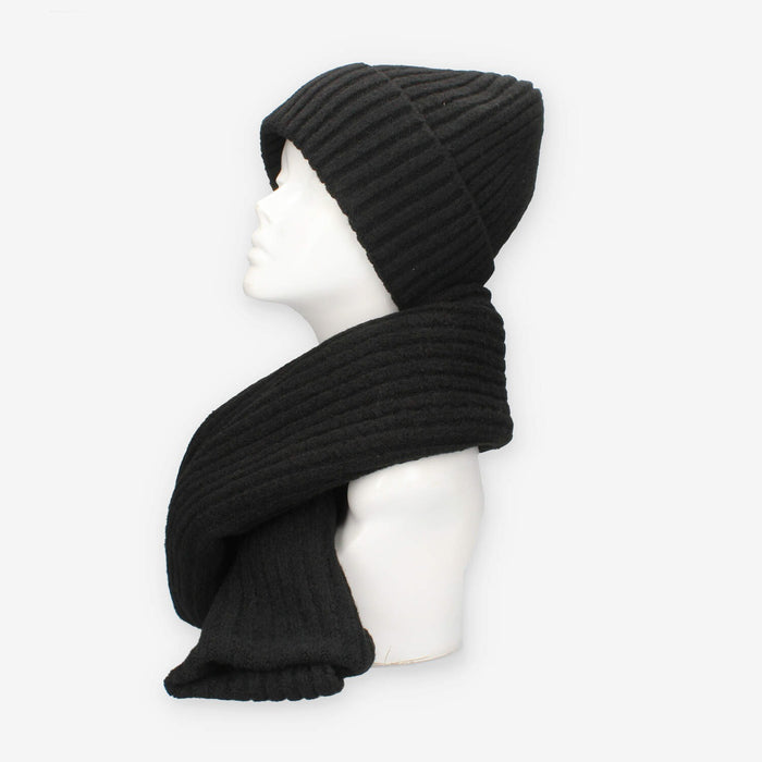 Set Invernale cappello e sciarpa Vivienne in misto lana nero