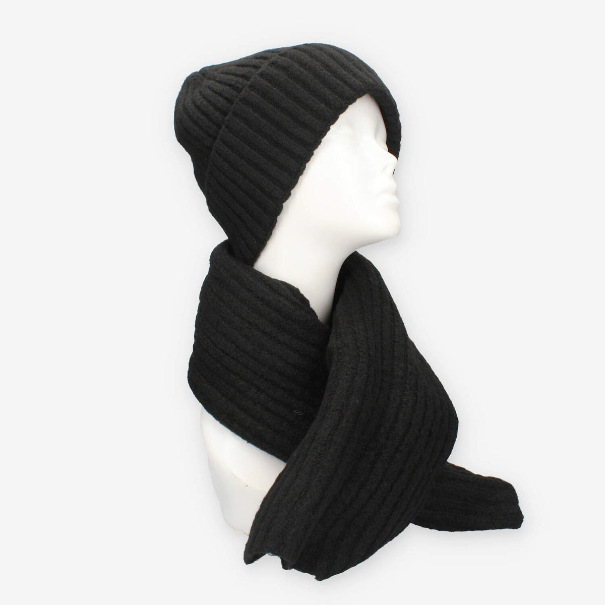 Set Invernale cappello e sciarpa Vivienne in misto lana nero
