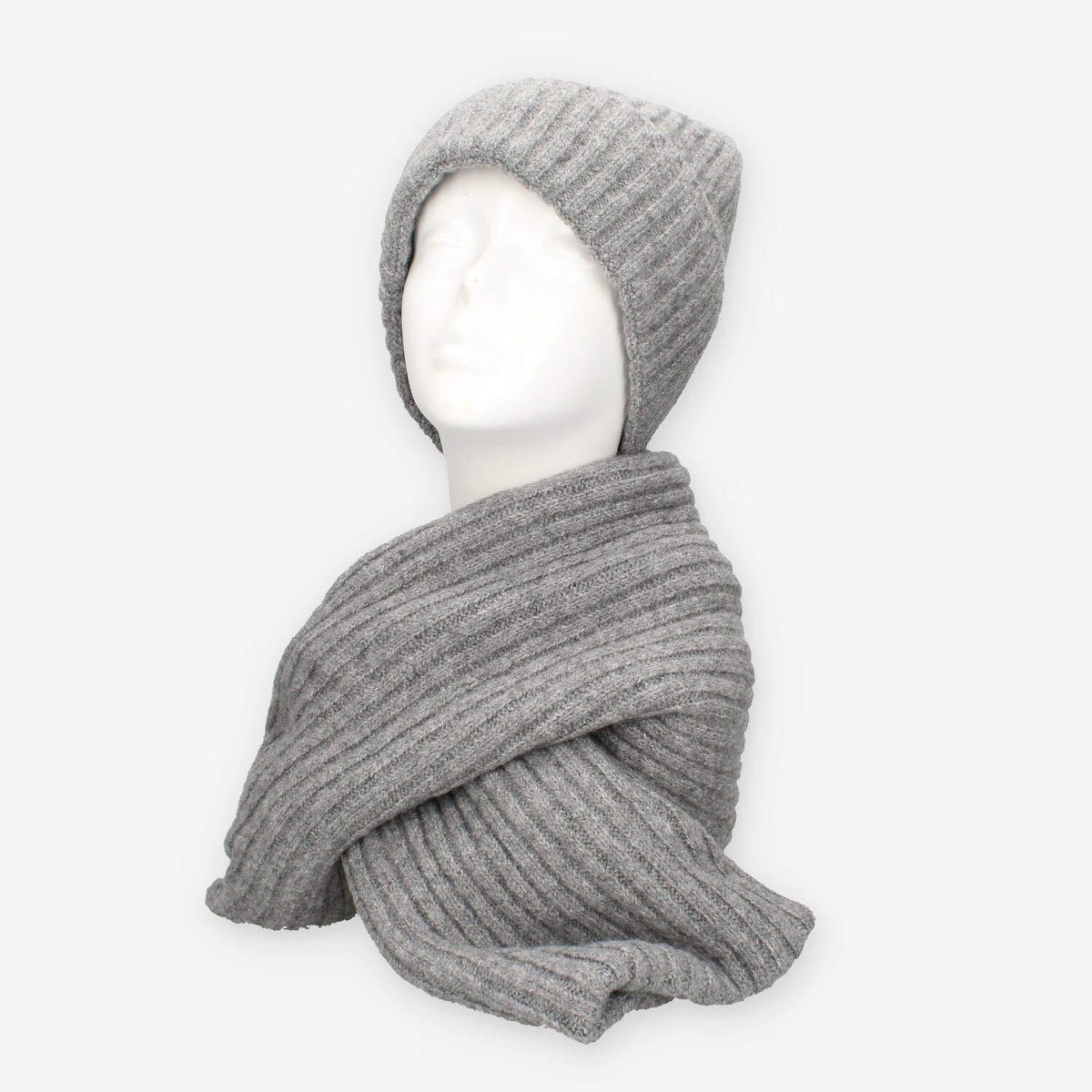 Set Invernale cappello e sciarpa Vivienne in misto lana grigio