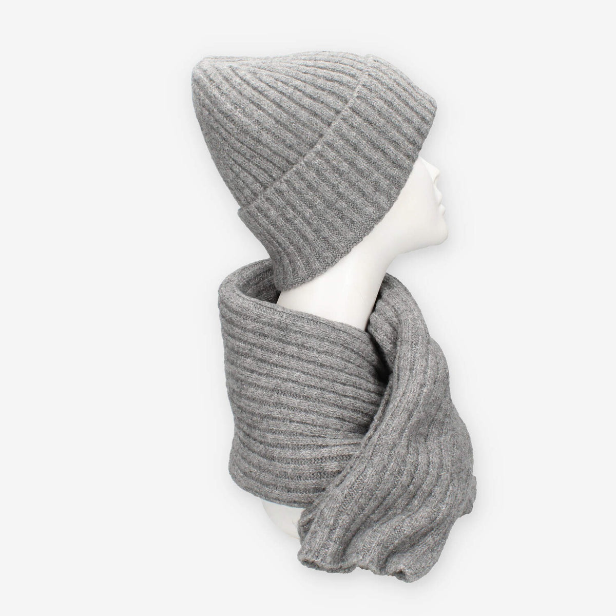 Set Invernale cappello e sciarpa Vivienne in misto lana grigio