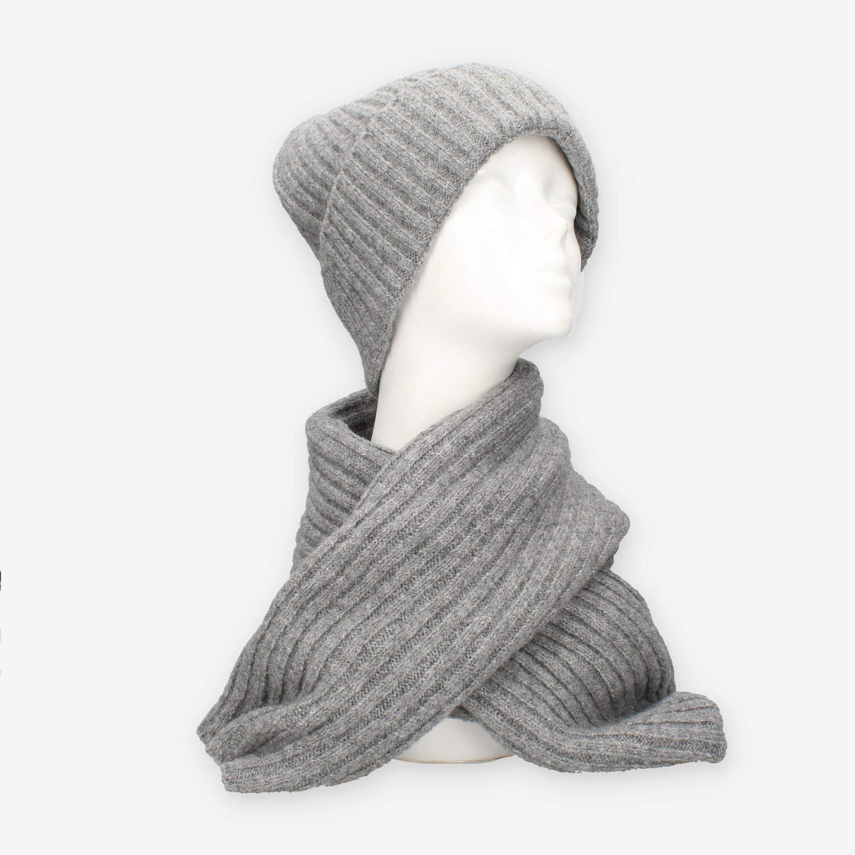 Set Invernale cappello e sciarpa Vivienne in misto lana grigio