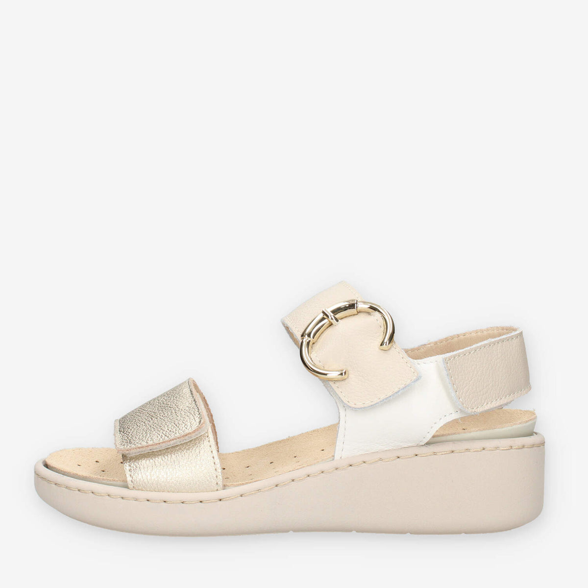 Enval Soft 1278322-PLATINO/BIANCO Sandali platino da donna con zeppetta