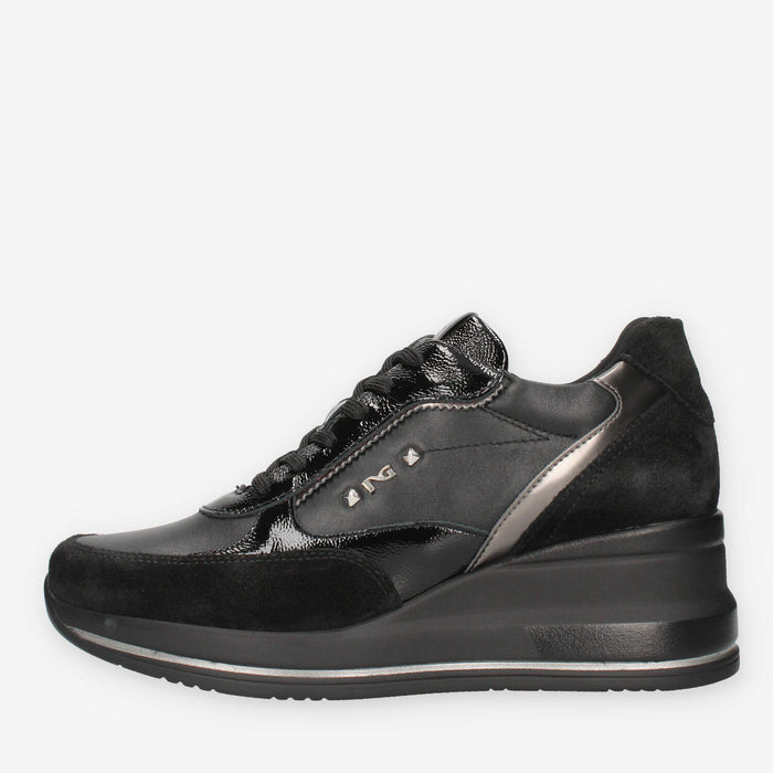 Nero Giardini I514130D-100 Sneakers nere con zeppa