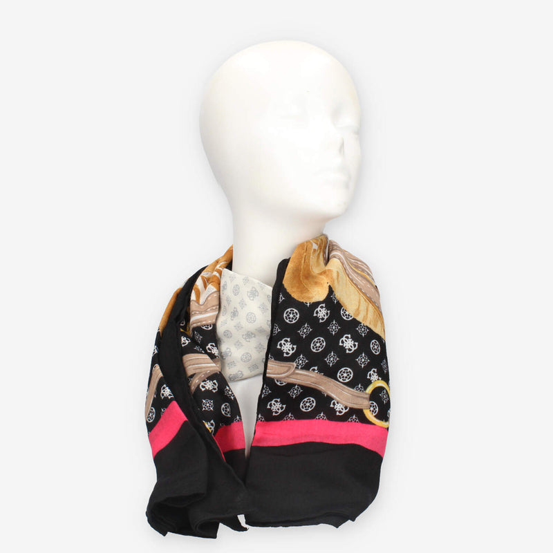 AW5139-POL03-BML Guess Foulard quadrato nero e multicolor
