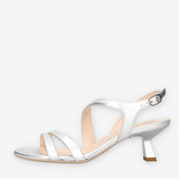 Nero Giardini E513222DE-700 Sandali argento da donna con tacco svasato