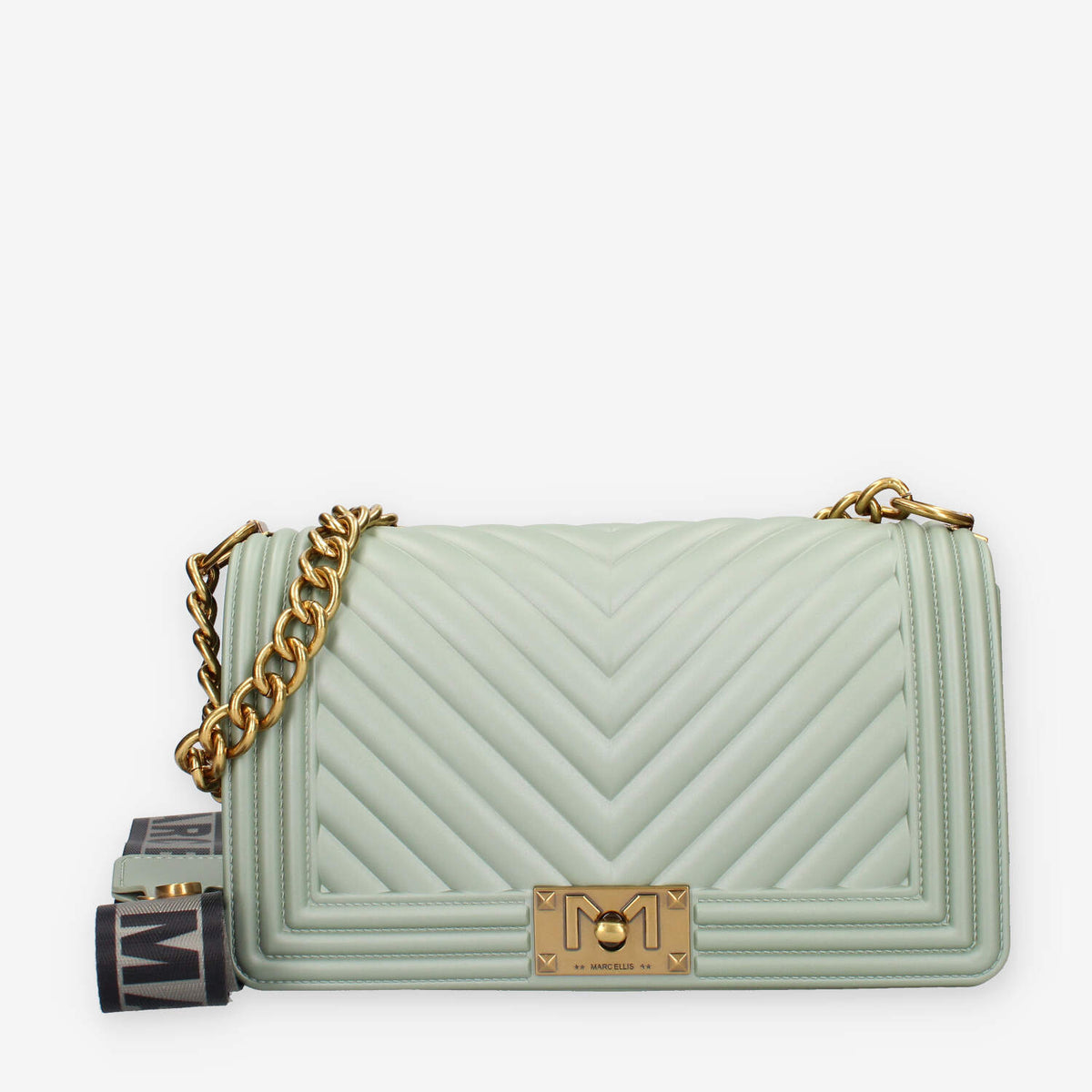 FLAT M_24-OLIVE / LIGHT OTTONE Marc Ellis Borsa a tracolla verde oliva e ottone ottone