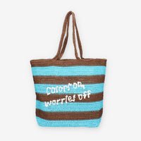 Colors of California HC.HOLLY03-MOKA Borsa a spalla marrone e azzurra in raffia