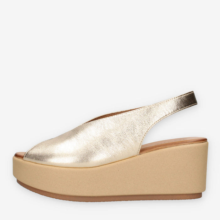 Inuovo 123133-GOLD Sandali oro da donna con la zeppa