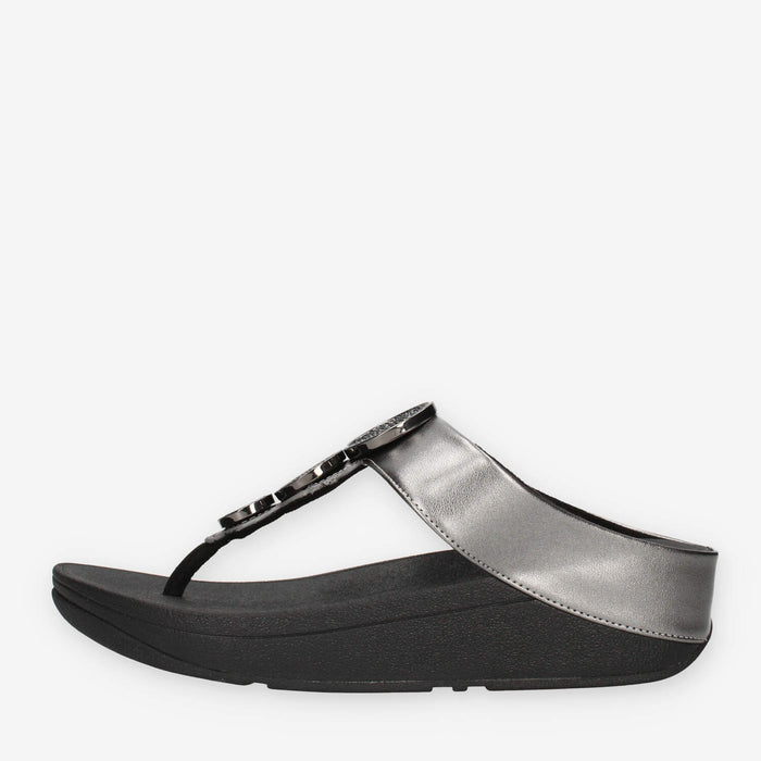 Fit Flop HJ1-B06 Halo Infradito grigi e neri con cristalli applicati
