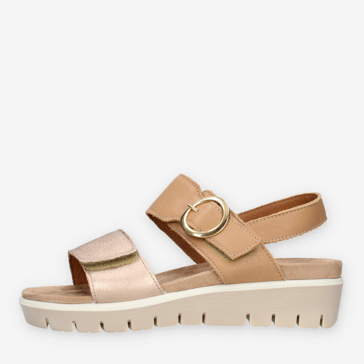 Enval Soft 1286522-CHAMPAGNE/BISCO Sandali marroni da donna con zeppa