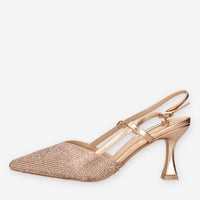 Miabelle MB-46-ORO-ROSA Decolletè oro rosa aperte dietro con strass