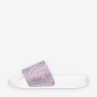 Sun 68 X36411K0124BIANCO/LILLA GIRL'S SLIPPERS STRASS LOGO (KID) Ciabatte bianche da bimba