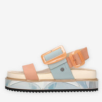 Anekke 42371-BLU-SALM Sandali da donna azzurri e salmone con zeppa