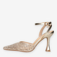 Miabelle MB-55-VIT-PLATINO Decolletè platino aperte dietro con strass