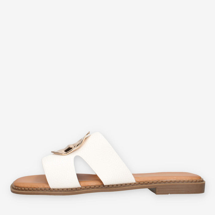 Marina Torres WH2516886-WHITE Sandali scalzati bianchi con applicazione metallica
