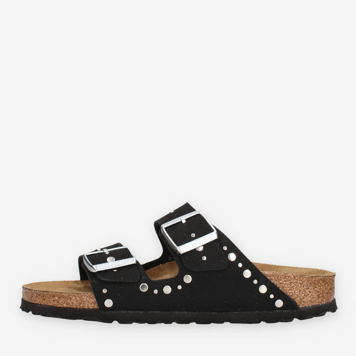 Birkenstock 1031646 Arizona Rivet Border Kids Sandali scalzati neri da bimba (calzata stretta)