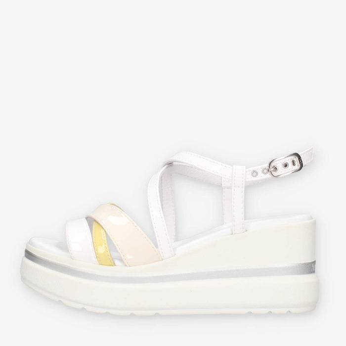 Nero Giardini E513511D-707 Sandali bianchi da donna con zeppa