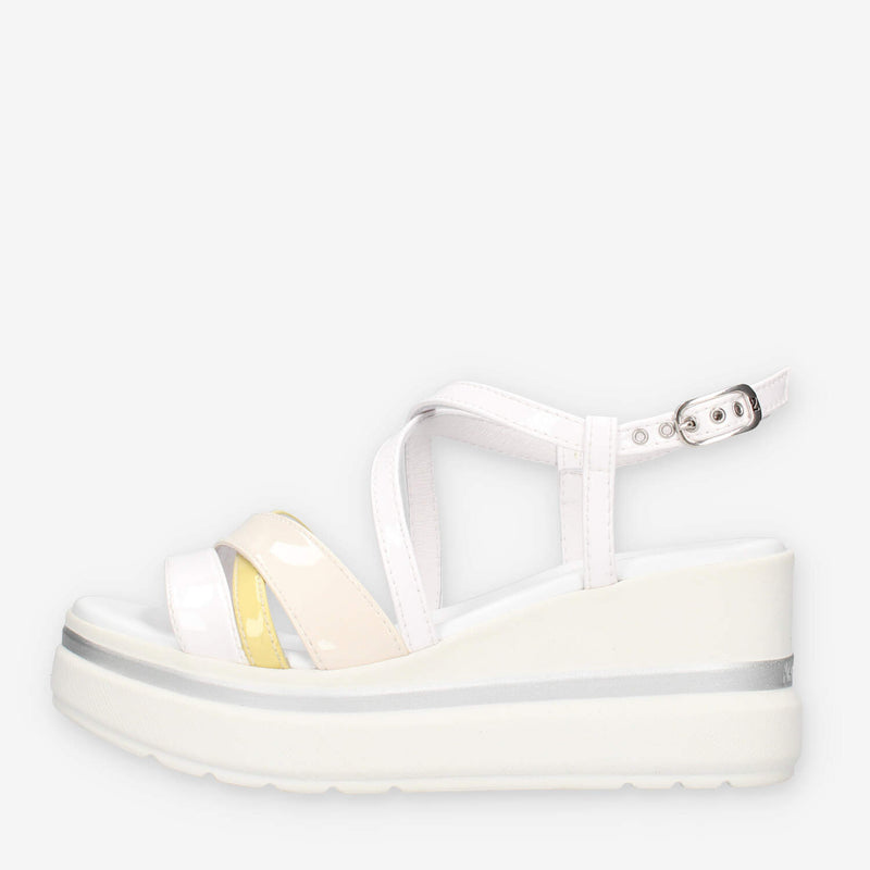 Nero Giardini E513511D-707 Sandali bianchi da donna con zeppa