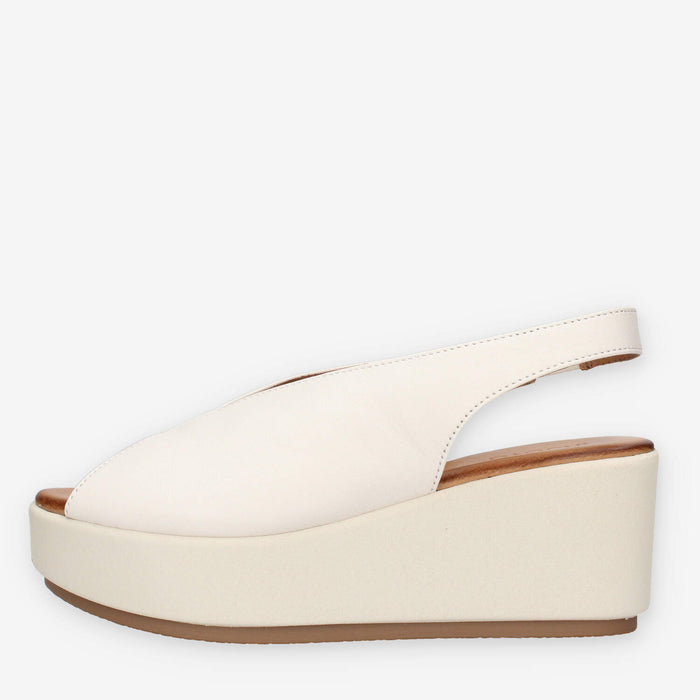 Inuovo 123133-CREMA Sandali crema da donna con la zeppa