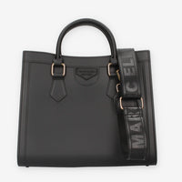 FLAT WOOD M_24-BLACK / GOLD Marc Ellis Borsa a mano nera e oro