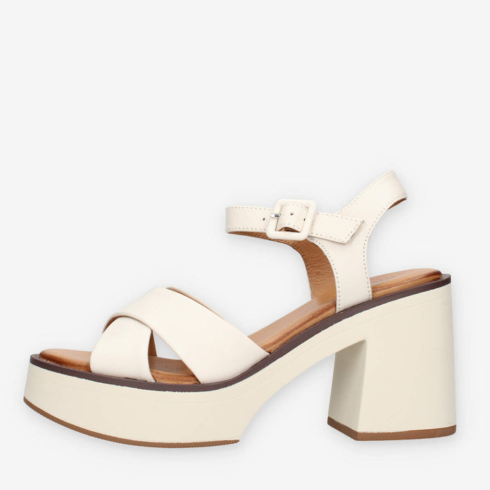 Inuovo A97001-CREMA Sandali crema con tacco e plateau