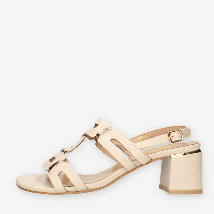 Marina Torres WH6871-BEIGE Sandali beige con applicazioni metalliche