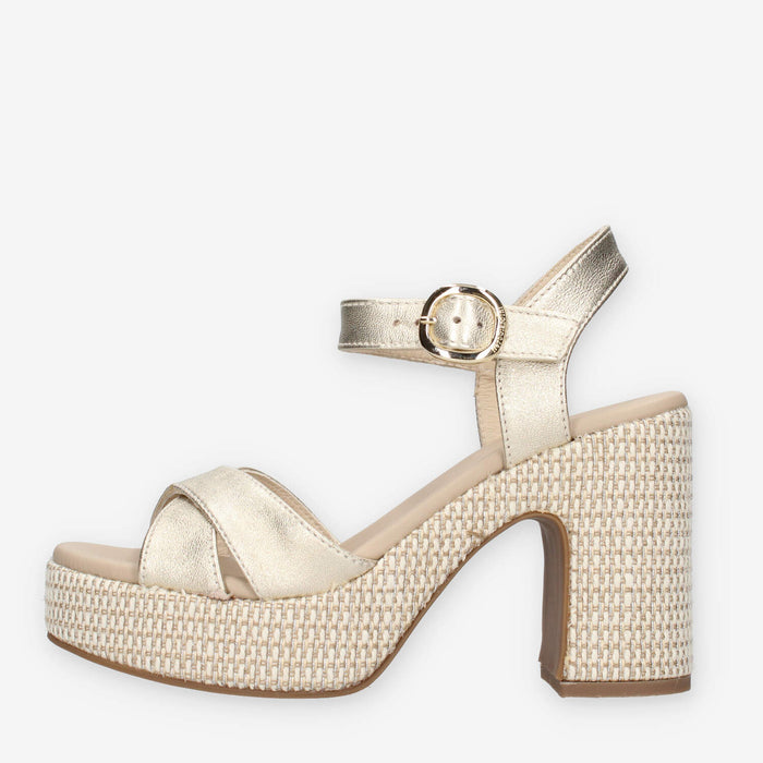 Nero Giardini E513631D-418 Sandali platino da donna con tacco