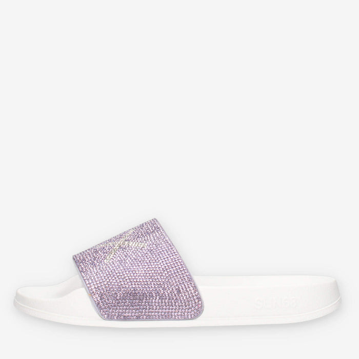 Sun 68 X36411T0124BIANCO/LILLA GIRL'S SLIPPERS STRASS LOGO (TEEN) Ciabatte bianche e lilla da ragazza