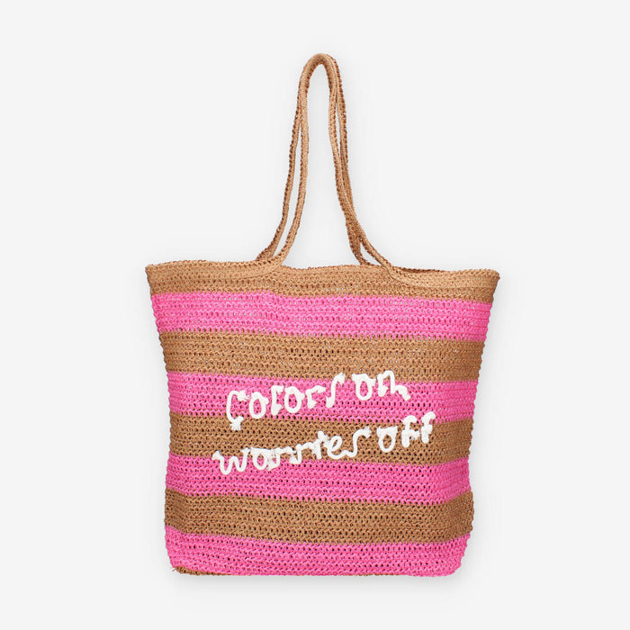 Colors of California HC.HOLLY03-TAN Borsa a spalla marrone e rosa in raffia