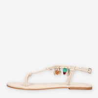 Inuovo H26030-CREMA Infradito crema da donna con applicazioni