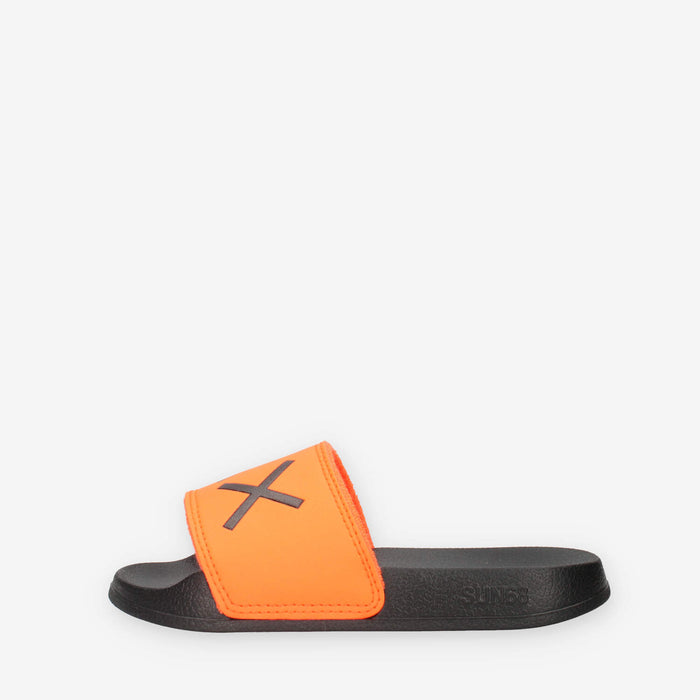 Sun 68 Boy's Slippers Logo nere e arancio fluo