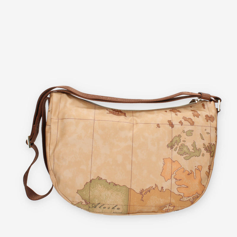 alviero Martini Prima Classe Borsa a tracolla mezza luna Geo Classic e marrone