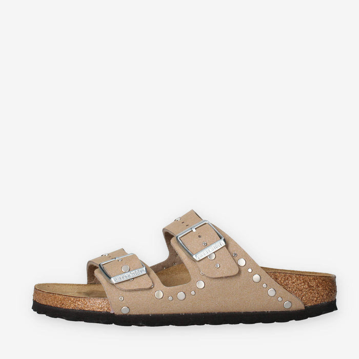 Birkenstock 1031708 Arizona Rivet Border Kids Sandali scalzati taupe da bimba (calzata stretta)