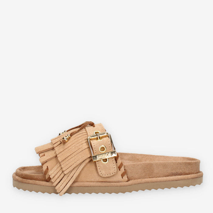 Colors of California HC.BIOW603-CAM Sandali scalzati beige da donna con frange