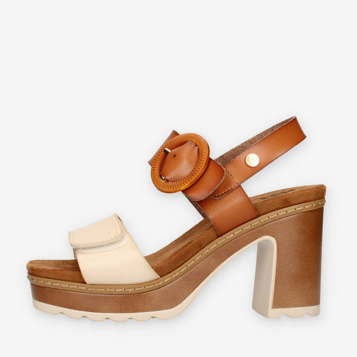 Xti Tentations 144088-CAMEL Sandali camel e beige da donna con tacco
