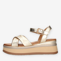 Inuovo A98018-GOLD Sandali oro con zeppetta
