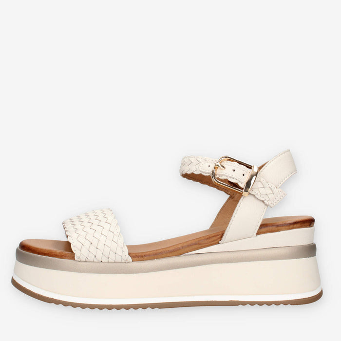 Inuovo A98021-CREMA Sandali crema con zeppetta