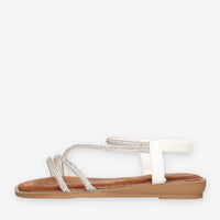 Marina Torres 3T1907-34-WHITE Sandali bassi bianchi con strass