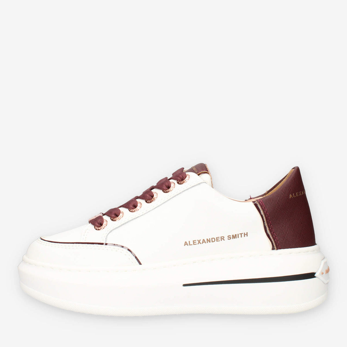 ASBALSW-1806-WDX Alexander Smith Lancaster woman Sneakers bianche e bordeaux da donna