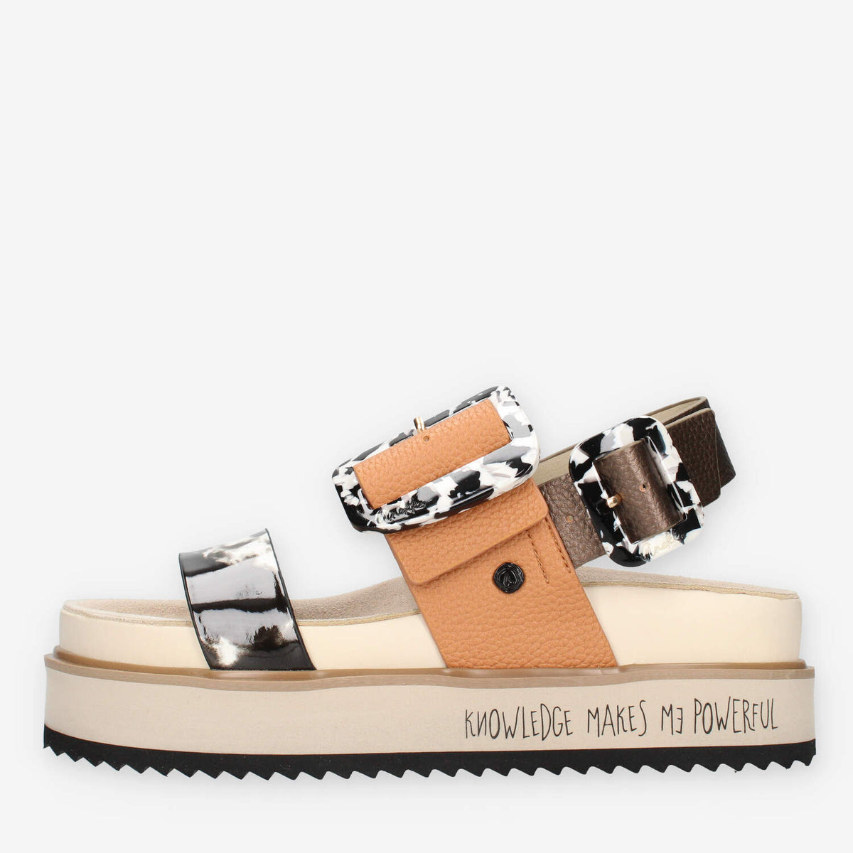 Anekke 42381-423 Sandali da donna cuoio e neri con zeppa