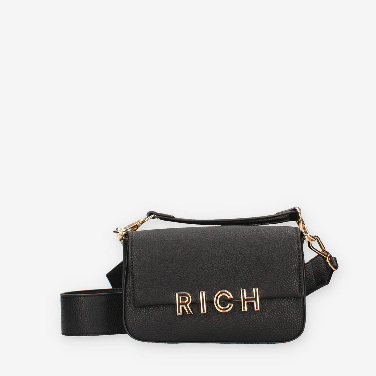 John Richmond RWA24085BO9L-BLACK-GOLD Borsetta a tracolla nera e oro