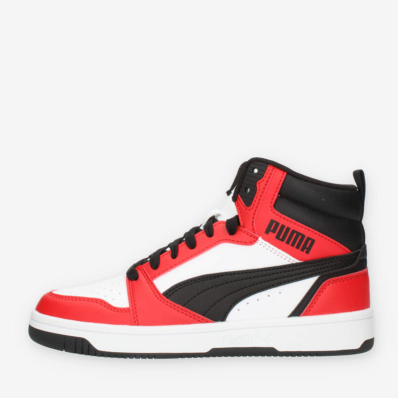 Puma Rebound V6 Mid bianche nere e rosse