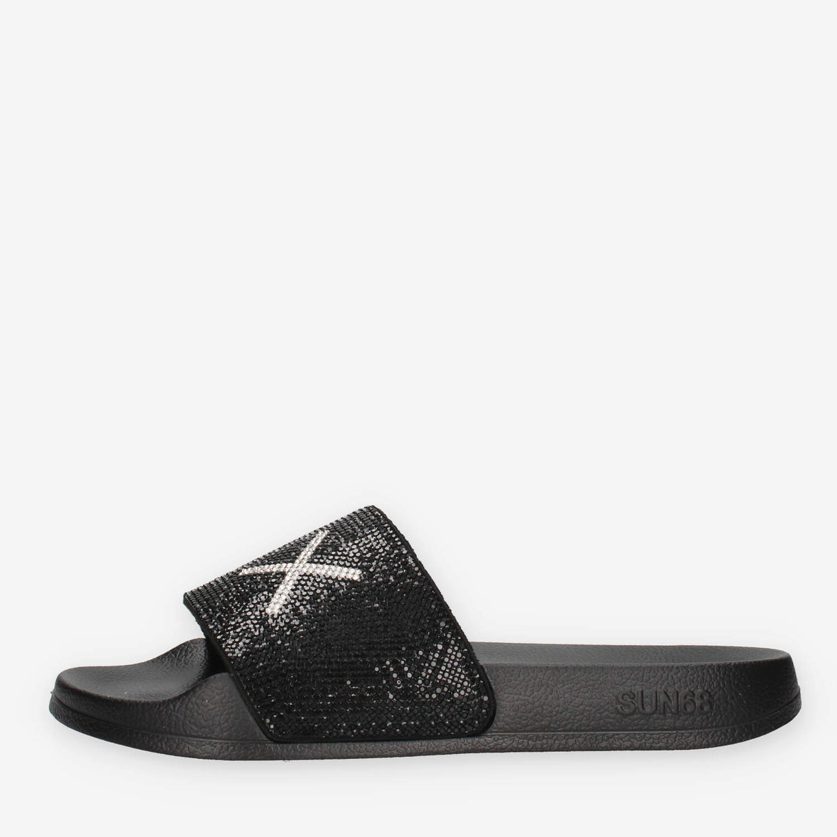 Sun 68 X36211-11NERO SLIPPERS STRASS LOGO Ciabatte nere da donna