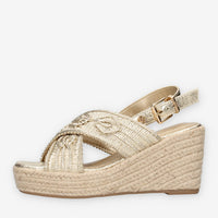 Xti Tentations 145332-ORO Sandali platino da donna con zeppa