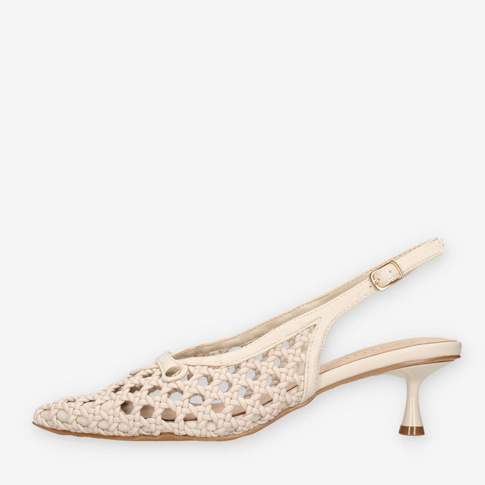 Ferre F-973-BEIGE Decolletè beige traforate aperte dietro