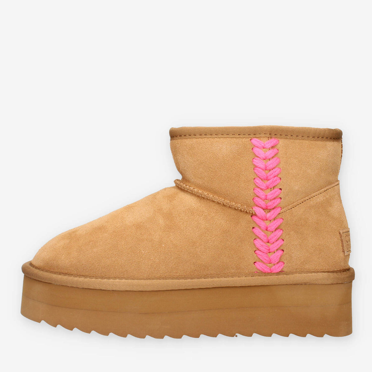 Colors of California Stivaletti platform tan e fuxia con lana
