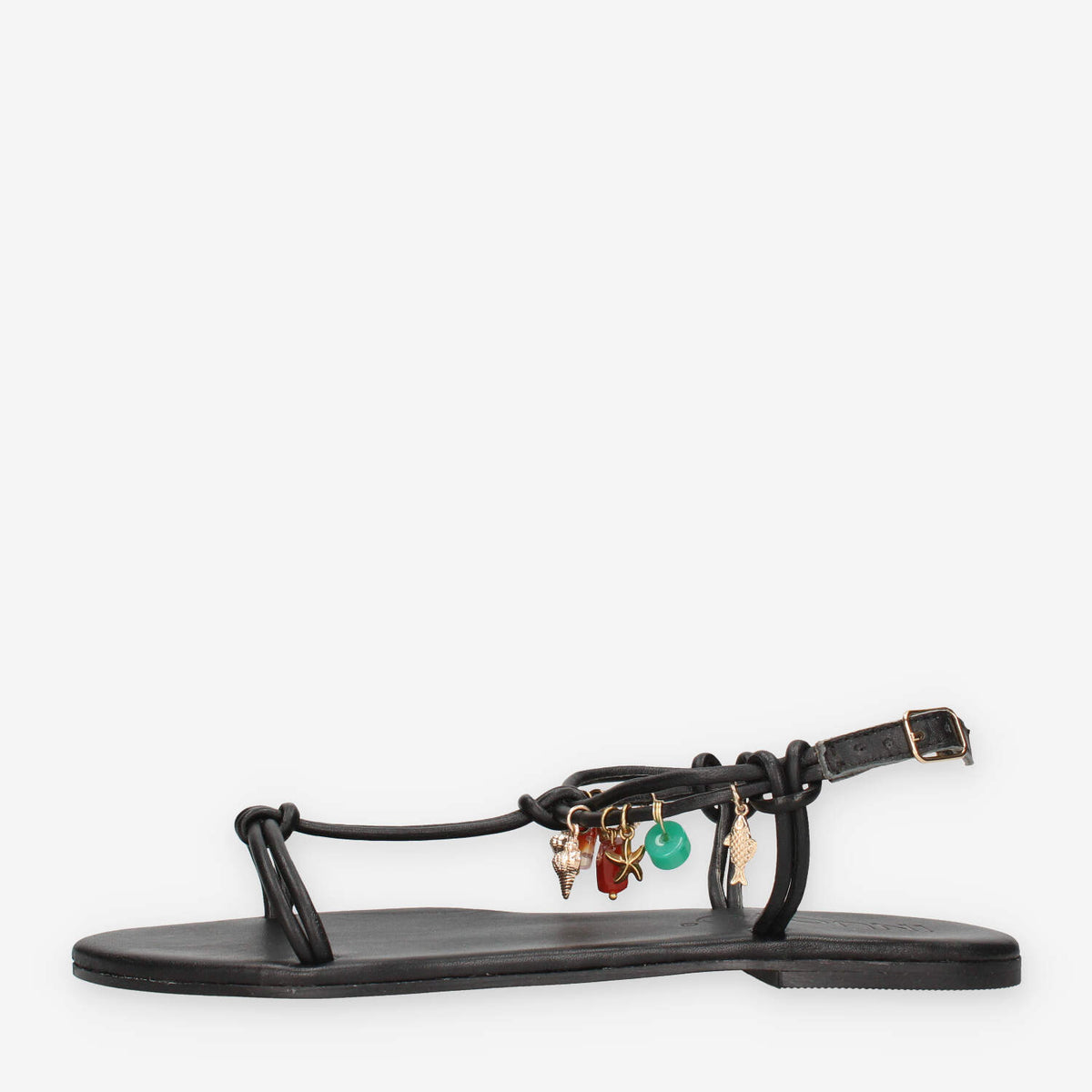 Inuovo H26030-BLACK Infradito neri da donna con applicazioni