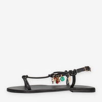 Inuovo H26030-BLACK Infradito neri da donna con applicazioni