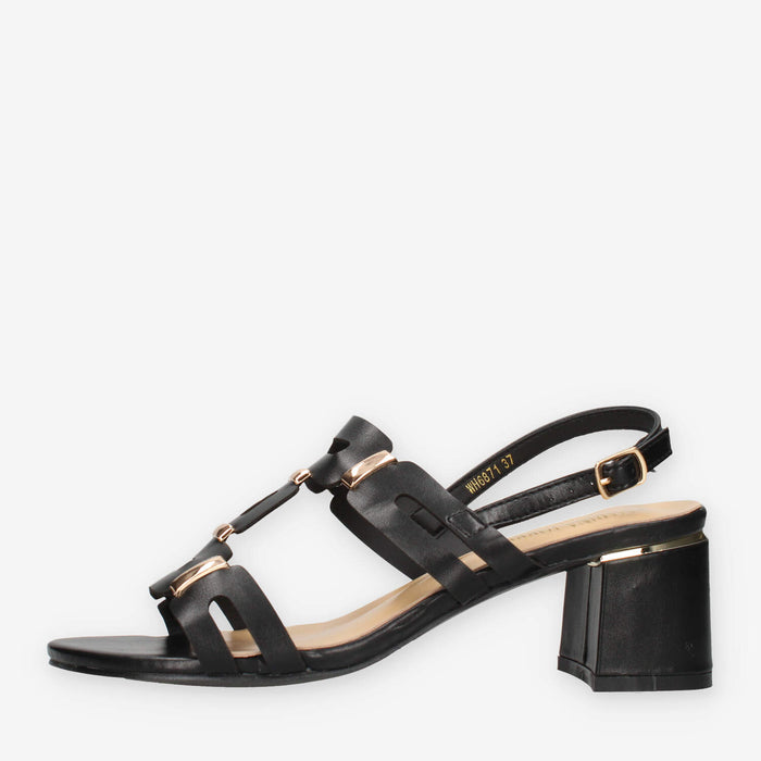 Marina Torres WH6871-BLACK Sandali neri con applicazioni metalliche