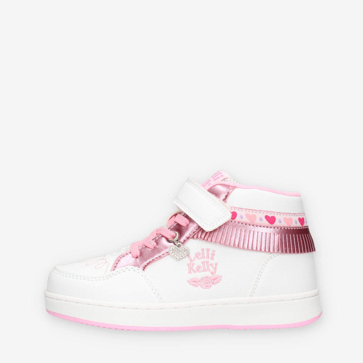 LKAA8096-BIRO Lelli Kelly Frangetta Mix Sneakers alte bianche e rosa